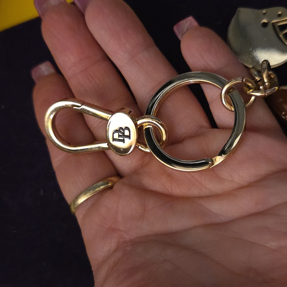 B-NEW: Dooney & Bourke Gold and Blue Keychain with Football Charm - Picture 10 of 13